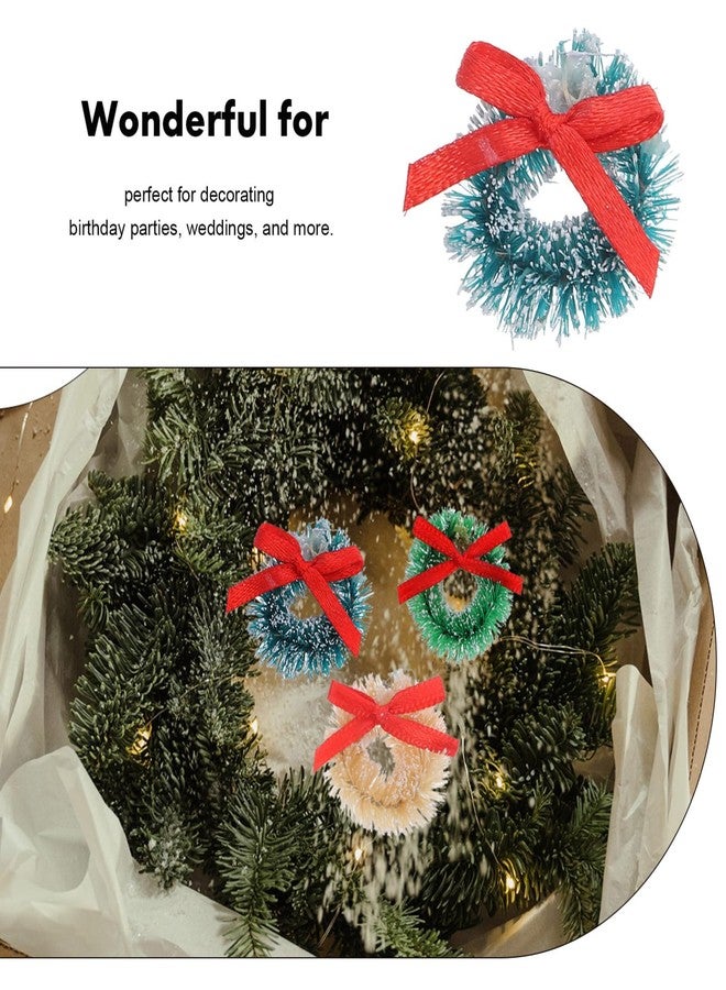 JECOMPRIS 12pcs Mini Christmas Wreaths: 1.18 Inch Artificial Miniature Frost Sisal Christmas Tree Wreaths with Bow - Xmas Hanging Decor for Holiday New Year Farmhouse - Image 5